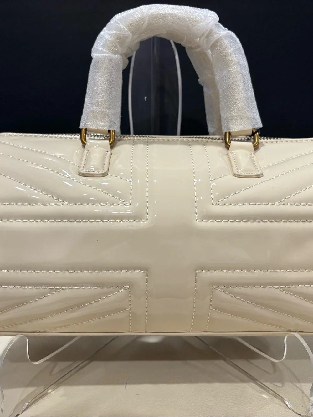 Kurt Geiger Bag Kensington White Leather UJ Barrel Moto Boho Chic Wedding Resort - Picture 7 of 7